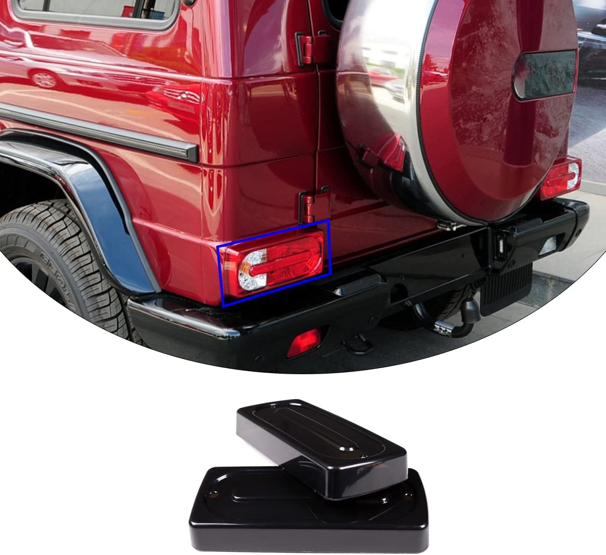 2Pcs ABS Car Smoked Tail Lights Set Assembly Compatible for Mercedes Benz W463 G-Class G500 G550 G55 G63 AMG 2007-2018 Rear Lamp Smoked Tinted Tail Light Cover (Smoke Lens)