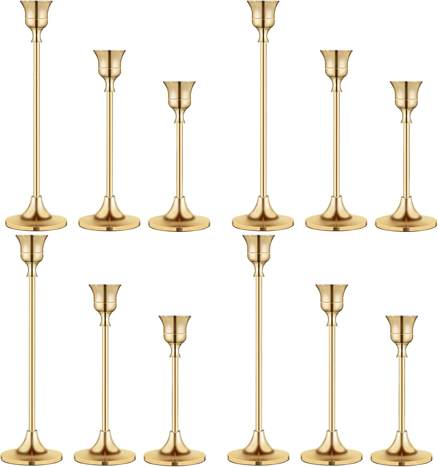 (Similar to) Vintage Gold Brass Taper Candle Holders for Candlesticks, Fireplace & Party - Set of 3