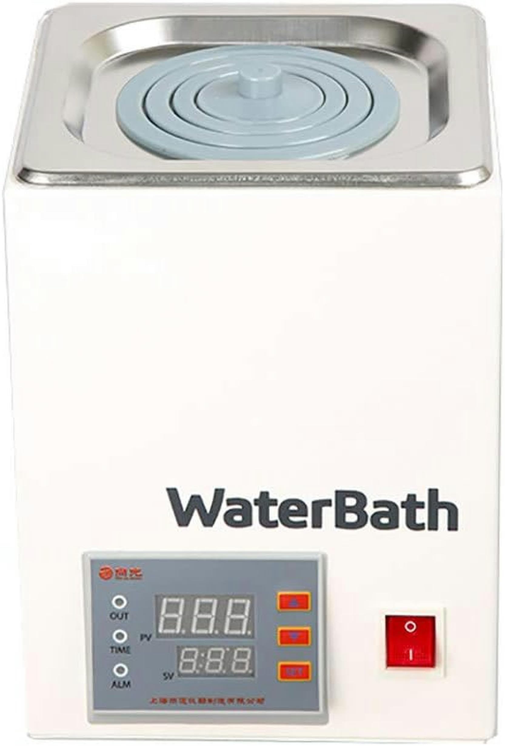 Baño María Termostático Digital para Laboratorio, 2.5L/5L/8L/15L Pantalla Digital Baño María Termostático con Calefacción Eléctrica, RT a 100 °C, Función de Temporización, Fácil de Limpiar,2Holes