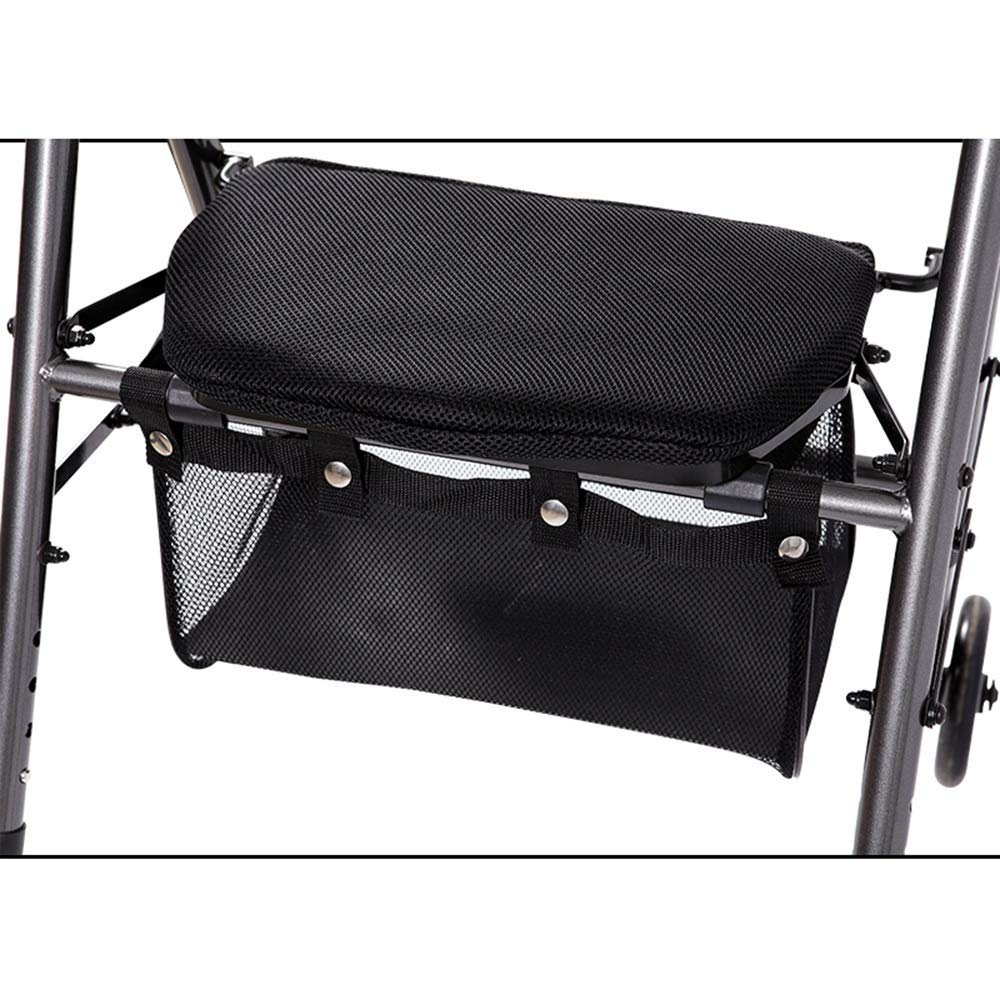 Sedia a rotelle,Nero Anziani Walker Walker Pieghevole Carrello retrattile in alluminio Ausili per la deambulazione