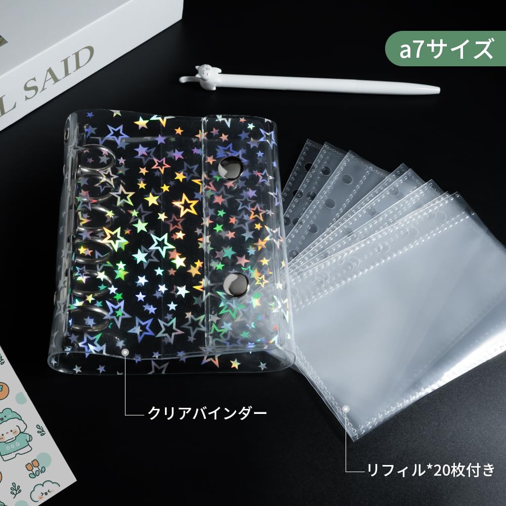 Amazon.co.jp: シール帳 A7 透明 6穴 クリア リフィル20枚付