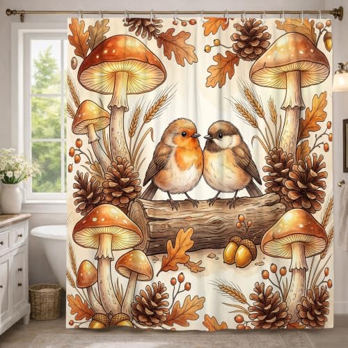 Rideau de douche extra long imperméable 183 x 243 cm orange automne rustique - 2