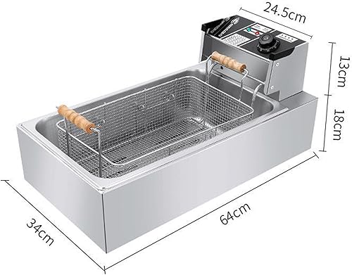 Miniatura 6 de Freidora eléctrica de 22.8 cuartos de galón con temporizador, freidora de cocina de acero inoxidable con cesta y tapa para pavo, papas fritas y