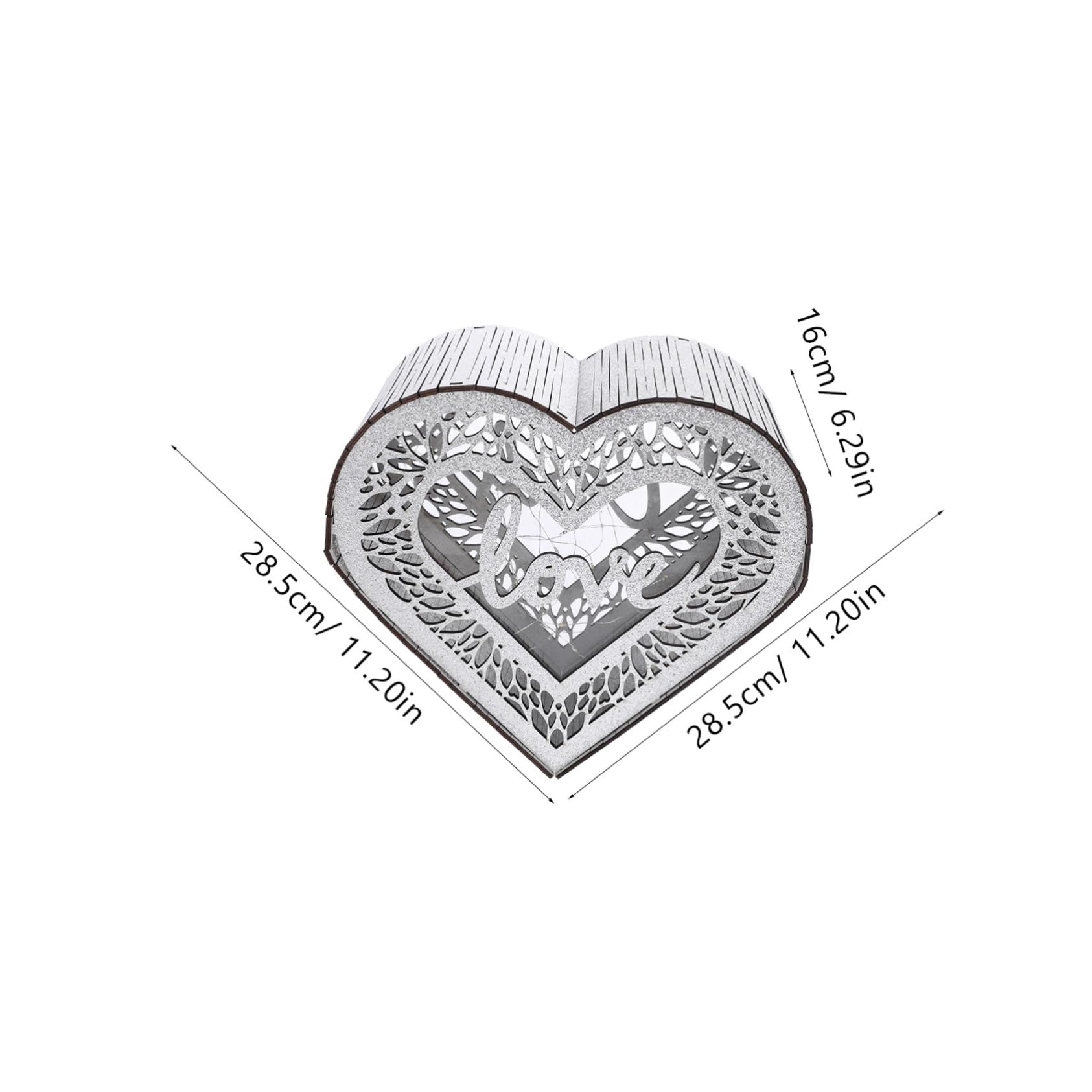 PRETYZOOM Heart Shape Wooden Card Holder Wedding Card Box Decorative Present Case