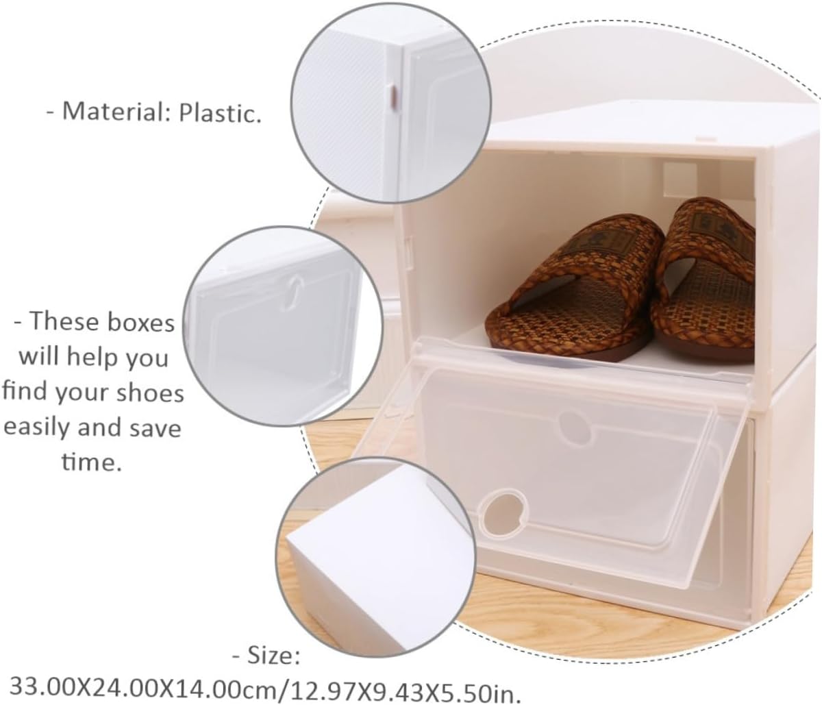 Shoebox Lids 6 Pack Plastic Stackable Shoes Organizer Superimposed Shoes Container Shoes Case Shoes Container