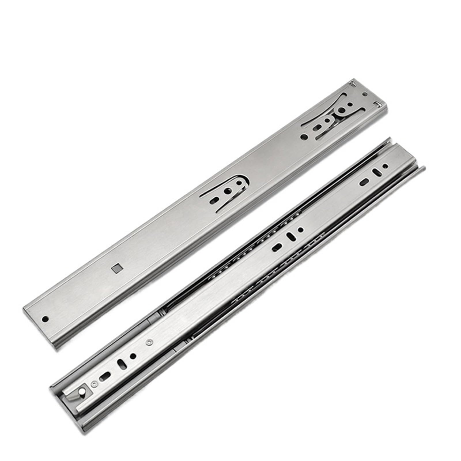 Ppqiru One Color 4Pcs 10"-22" Stainless Steel Cabinet Slides Soft Close Three-Section Drawer Rails Buffer Damper Hardware For Cabinet Drawer(Buffer 10Inch 25Cm)
