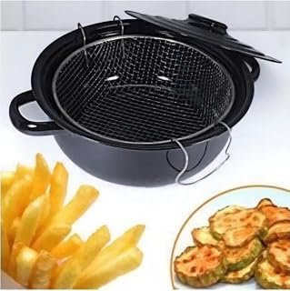 Süper Kaliteli Kapaklı Emaye Fritöz Patates Kızart
