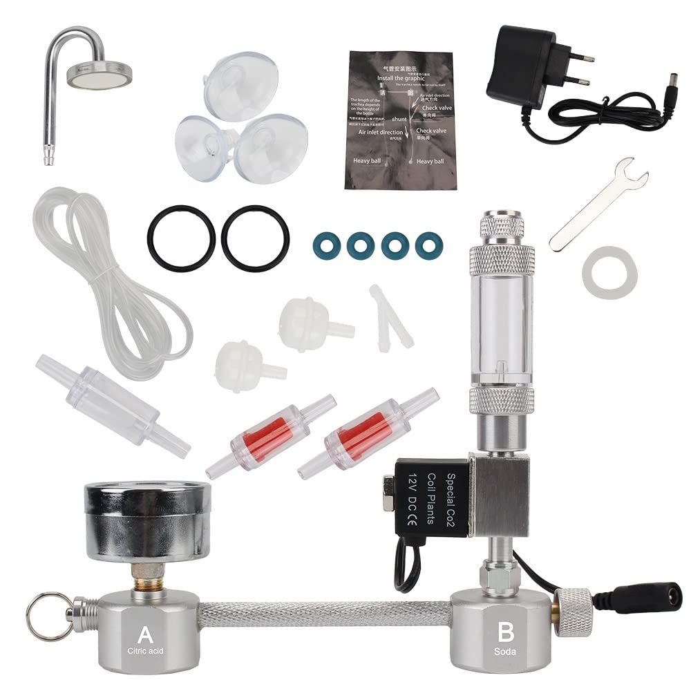 Jauge de régulateur de CO2 Accessoires d'aquarium de comptoir à bulles DIY for aquarium de croissance des plantes aquatiques CO2 Kit système de générateur avec soupape d'électrovanne pour la bière pre