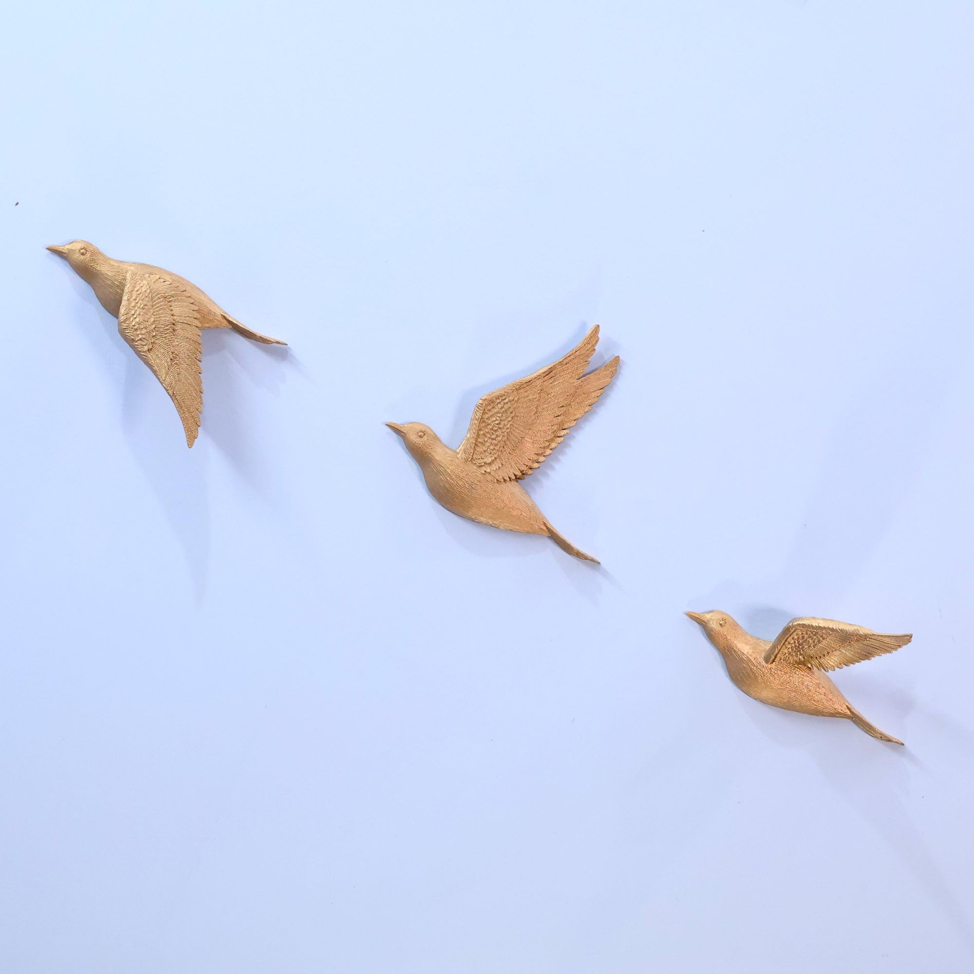 QUANTUM LEGENDS Set of 3 Flying Birds 3D Wall Art | Wall Decor & Wall Hangings Birds Items for Living Room, Dining Room, Bird Set for Decorative Room, Hall, Office | Perfect for Bird Lovers (gold)