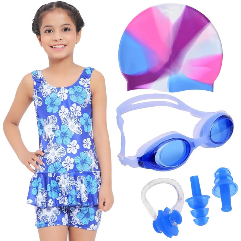 GOLDEN GIRL Girl Swimming Kit(103)-Mutlicolor Swimming Set, 6-7 Years (Multicolour) 2