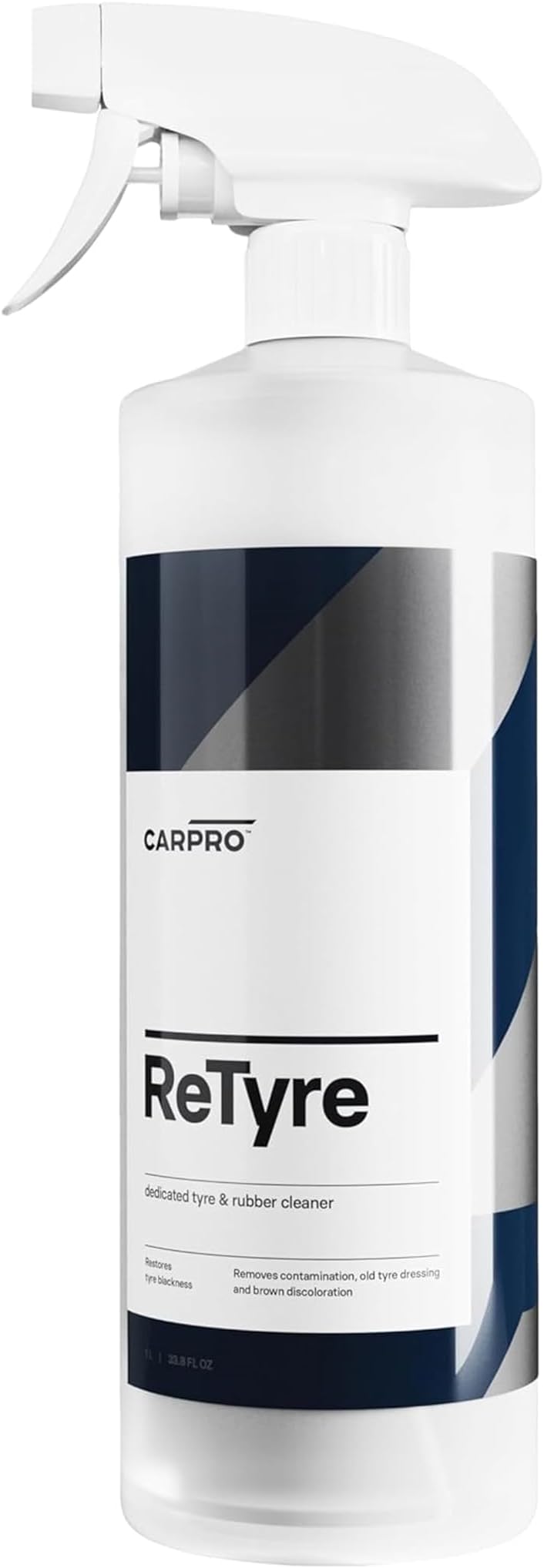 ReTyre Car Tire & Rubber Cleaner: All in One Tire & Wheel Cleaner, Car Wash Wheel Cleaning Spray for Car Detailing - Clean New Tire Look - 1 Liter (34 fl oz)