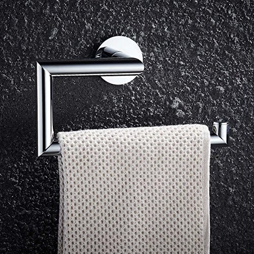 FAUMIX Brass Hand Towel Ring Wall Mount Square Open-Arm Bathroom Towel Holder - Chrome Finish
