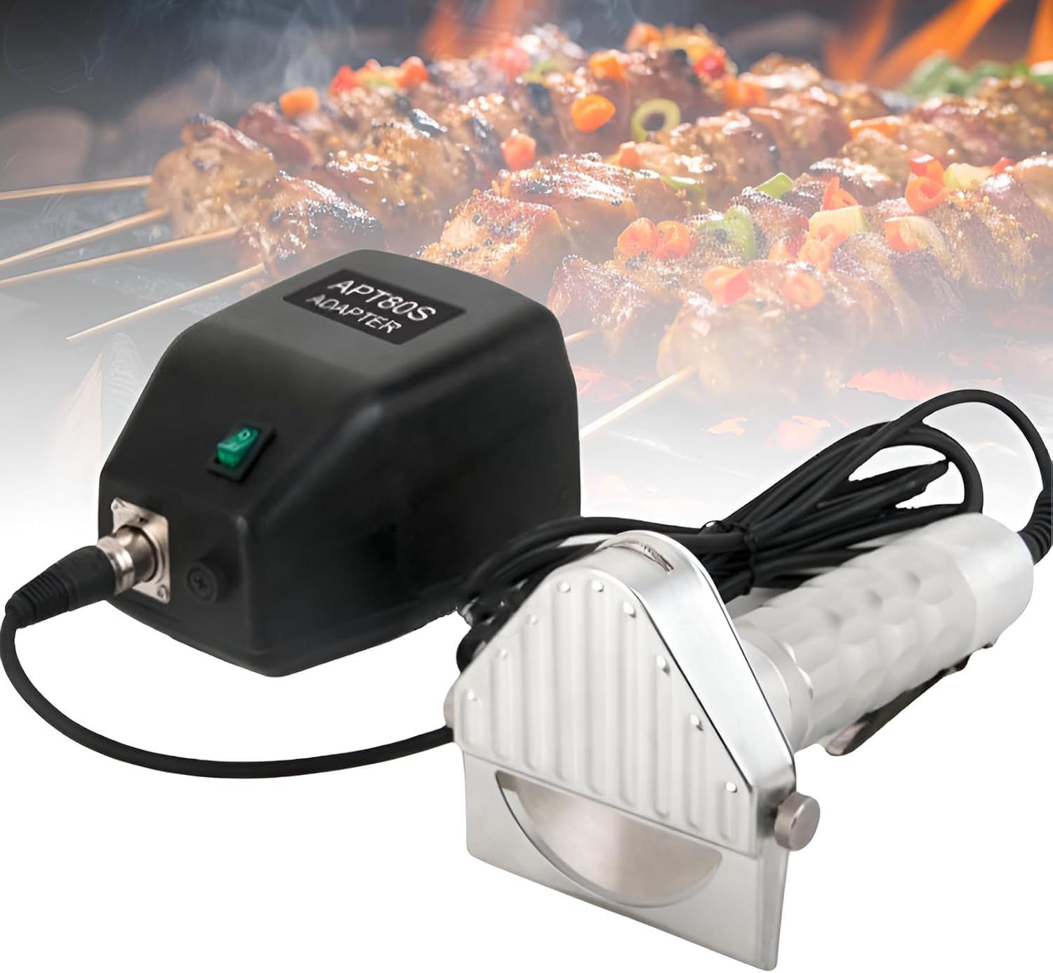 Coltello Elettrico per Kebab, Affettatrice Portatile Shawarma da 80 W con 2 Lame, Spessore di Taglio 0-6 Mm, Coltello per Kebab in Acciaio Inox, per Ristoranti, Rosticcerie, Snack Bar