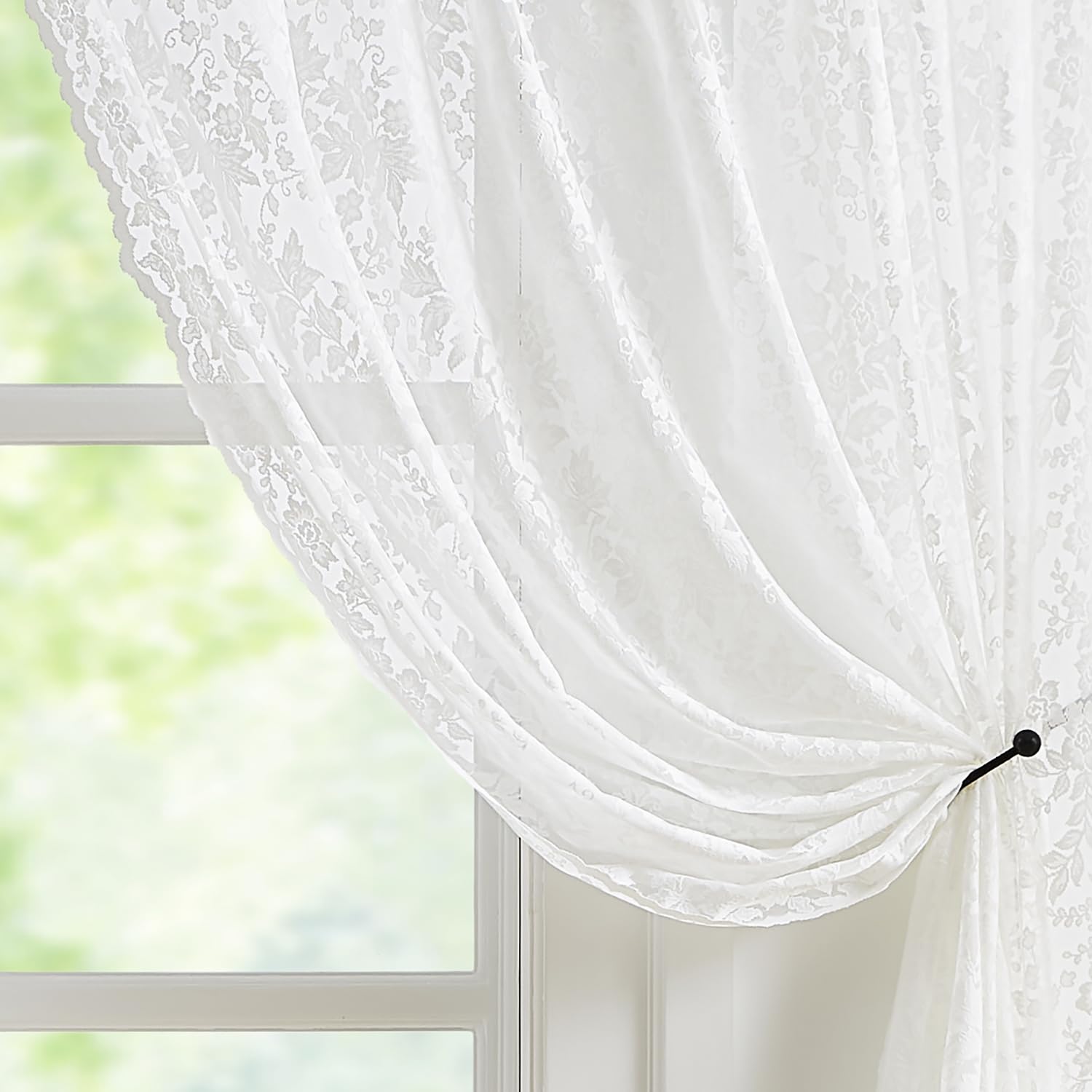 Voilages en dentelle blanche tricotée haut de gamme avec broderie élégante vintage