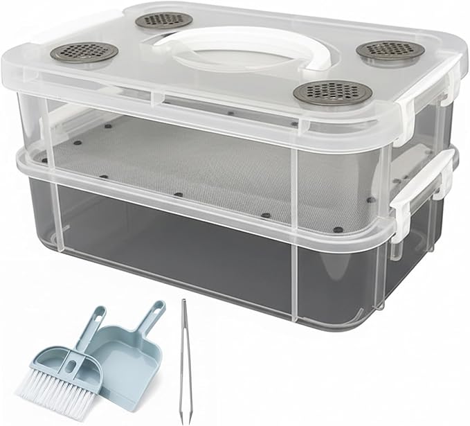 Mealworm Breeding Kit - Transparent Critter Keeper Container with Automatic