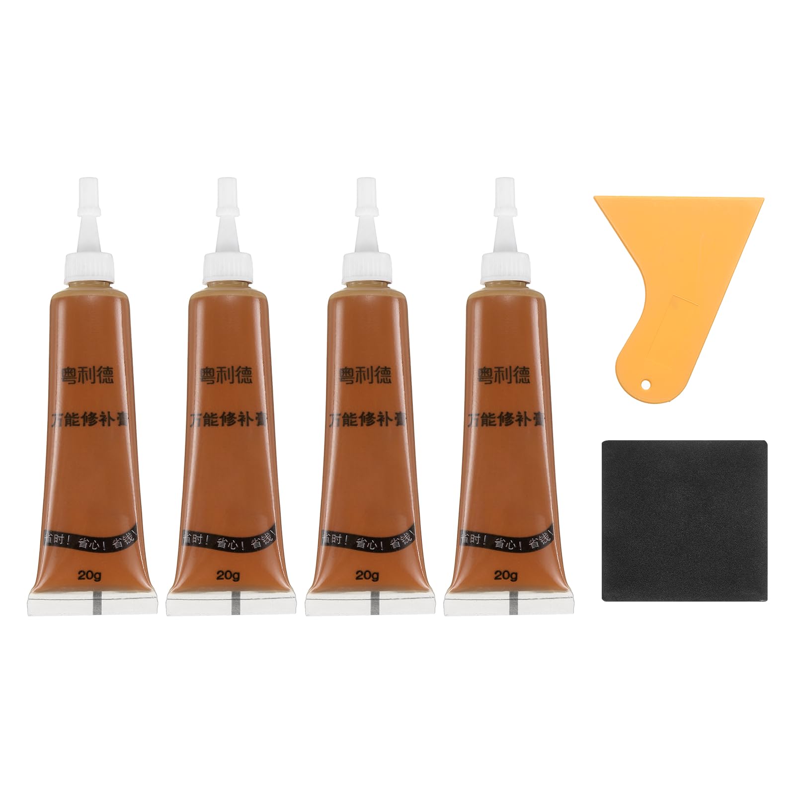 sourcing map Wood Repair Kit, 4 Pcs Touch Up Filler Wood with Scraper Sandpaper for Scratches Holes Crack Tables Desks Wooden Floors Repair Cover Ups, Red Oak