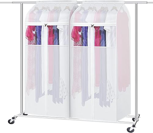 Zilink Bolsas grandes de almacenamiento de ropa de 60 pulgadas, paquete de 2 fundas para colgar ropa, bolsas de vestir, organizador, protector de
