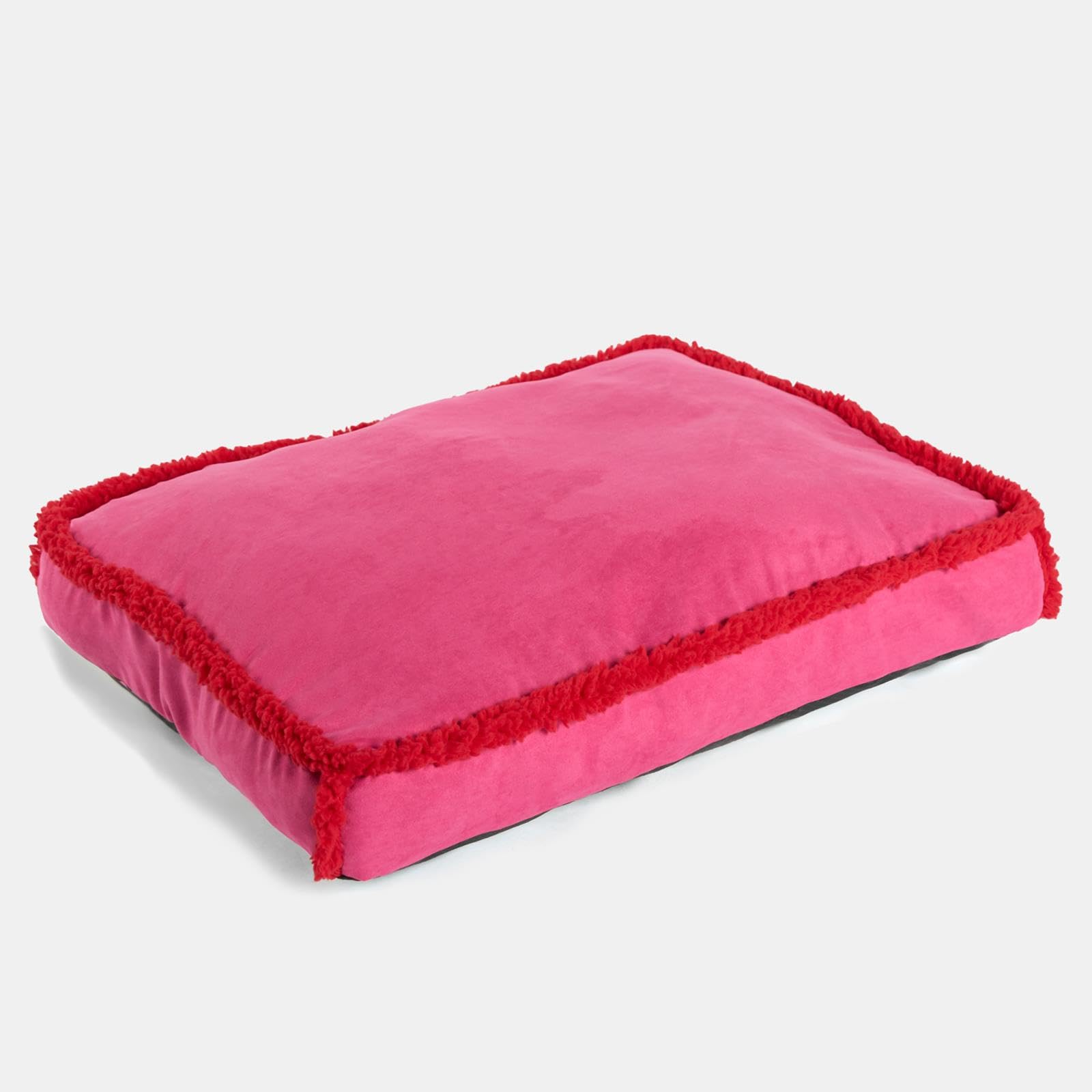 OHS Large Dog Bed Mat, Washable Dog Crate Mattress for Dogs & Cats Soft Fleece Dogs Mat Lightweight Sherpa Binded Rectangle Calming Pet Bed Mat, Red/Pink