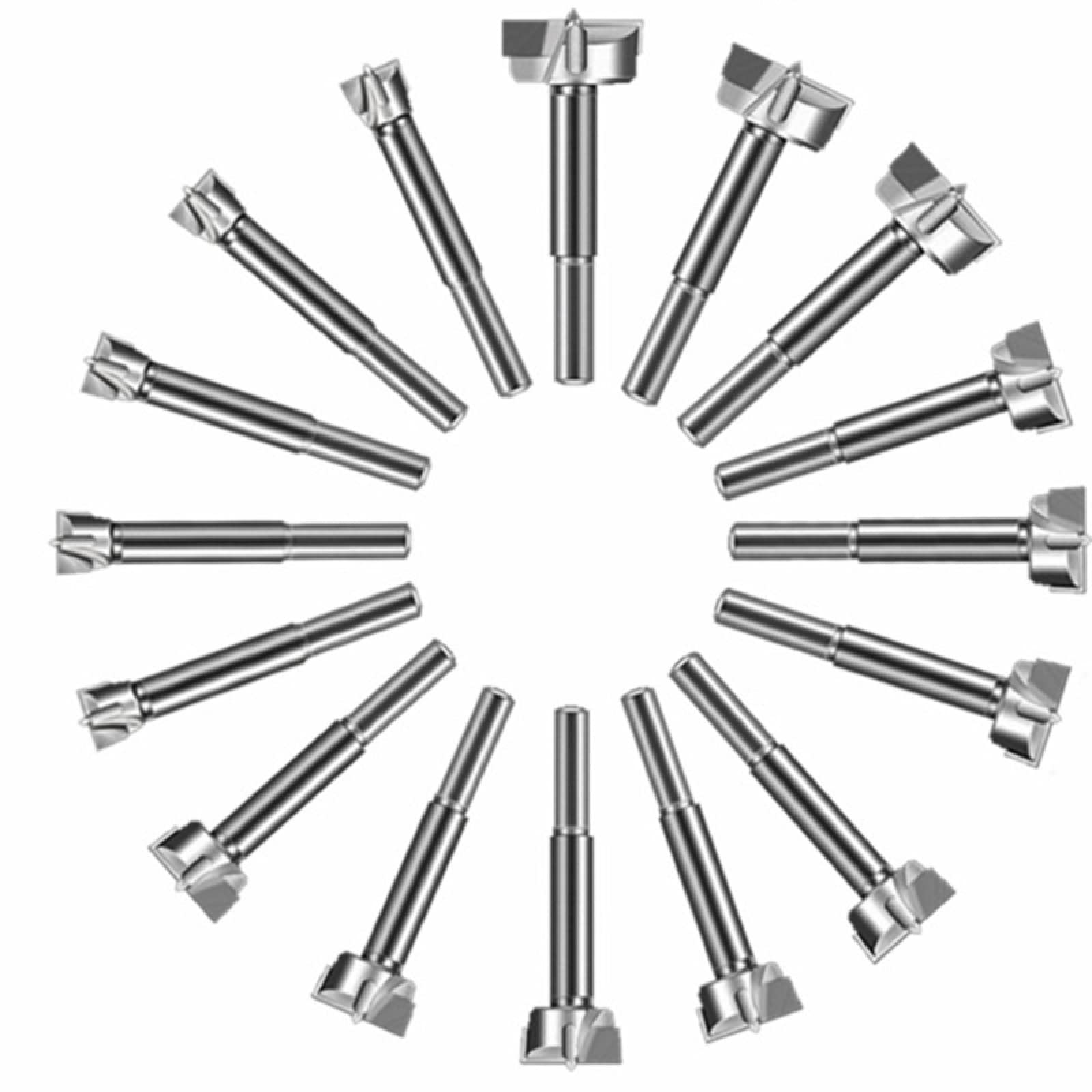 NUSHKI16 Pezzi Trapano Set 15-35mm Punte In Metallo Duro Ala Piatta Foro Cerniera Cerniera Carburo Cementato Lavorazione Del Legno Di Carbonio
