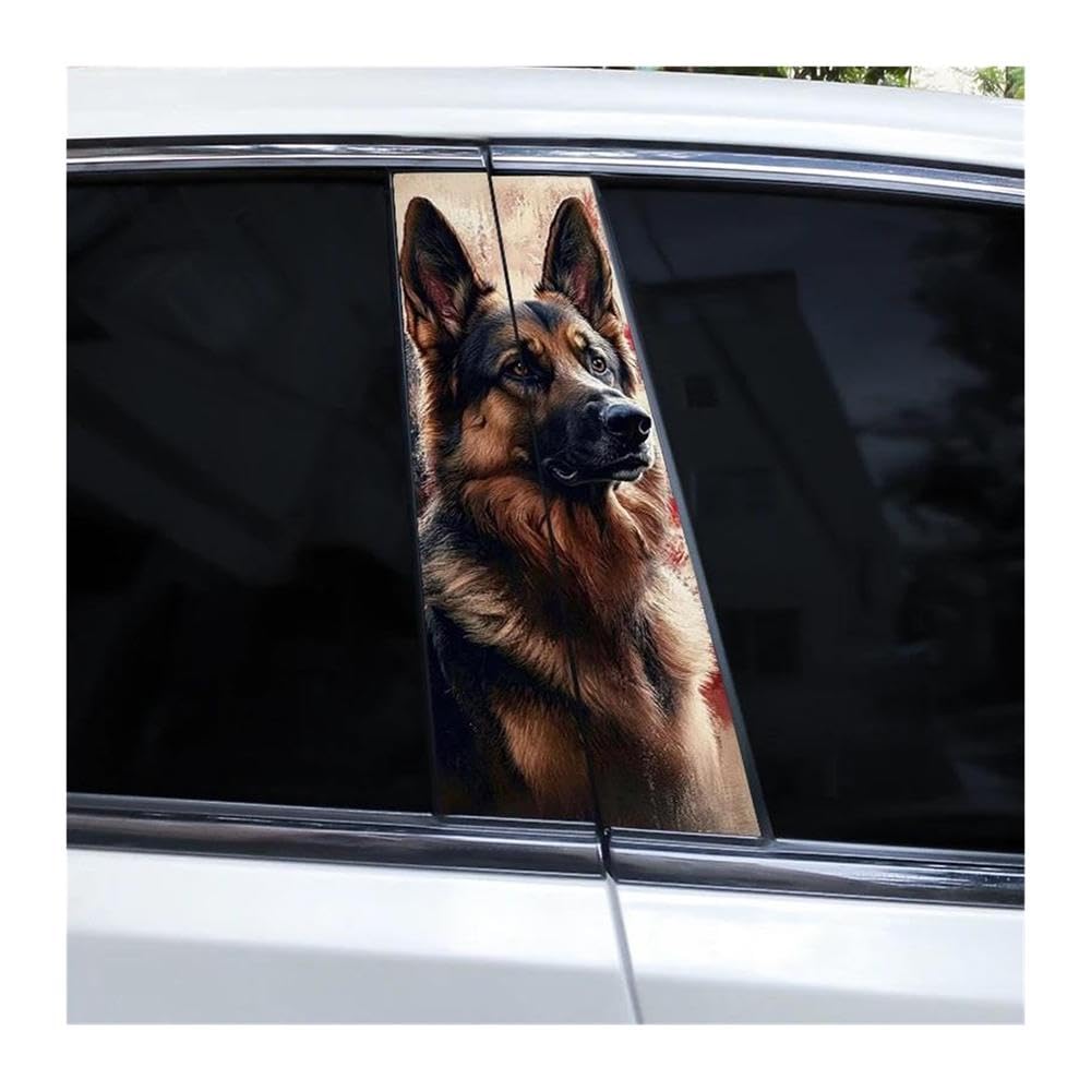 Decorative Items 2pcs Car Window Pillar Stickers German Shepherd DIY Vinyl Car B-Pillar Decals(Type A)