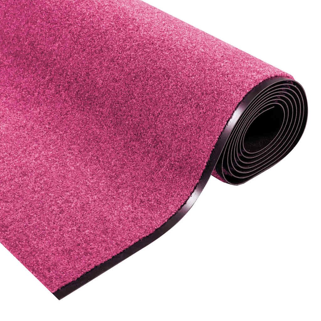 Felpudo rectangular rosa y negro, 120 x 350 cm, 100% poliamida, para interior y exterior, resistente felpudo atrapa la suciedad, felpudo para entrada, terraza, balcón