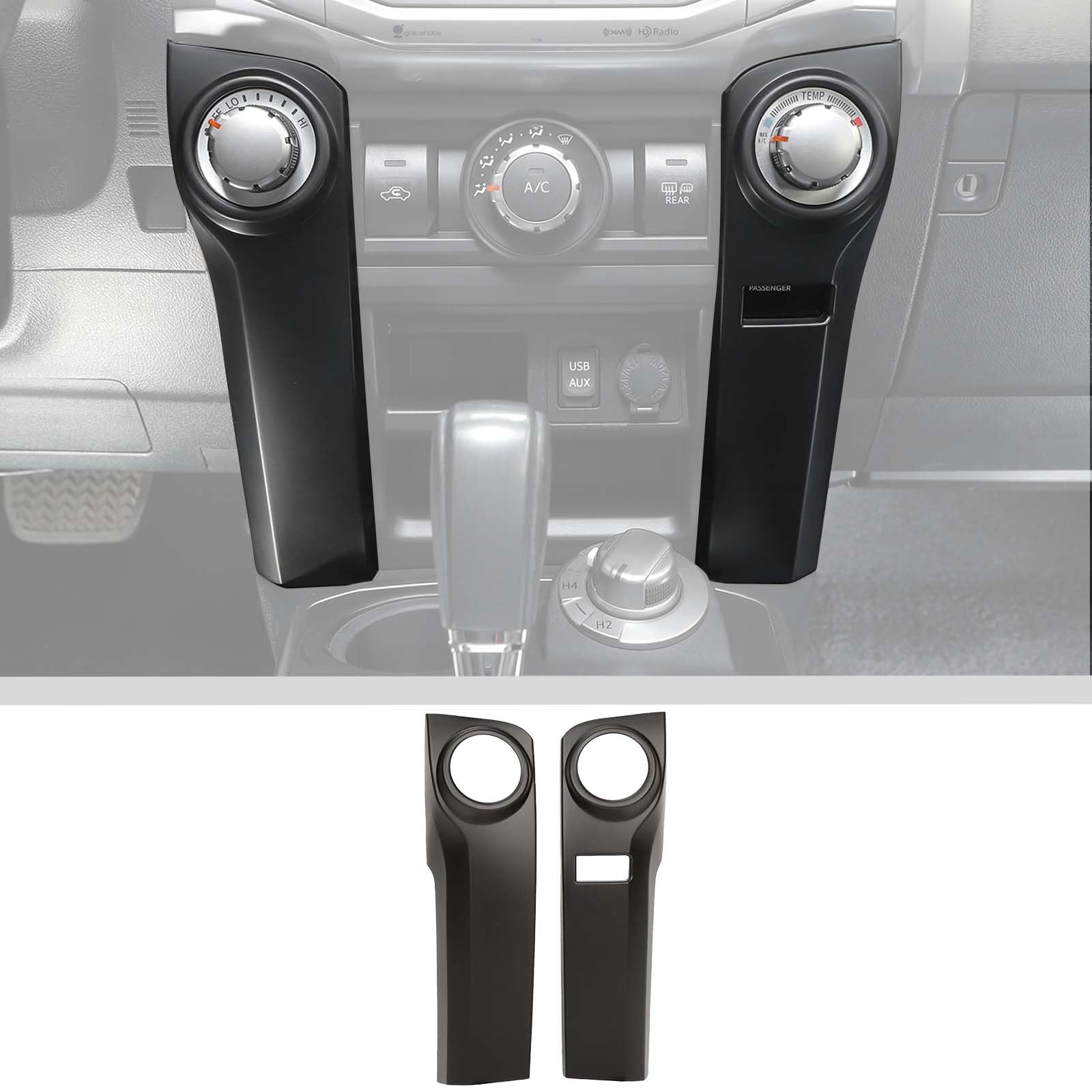 Voodonala - Embellecedor para consola central de aire acondicionado ASB para 4Runner, panel de control de climatización HVAC, accesorios interiores para Toyota 4Runner 2010-2024, color negro mate, 2 piezas