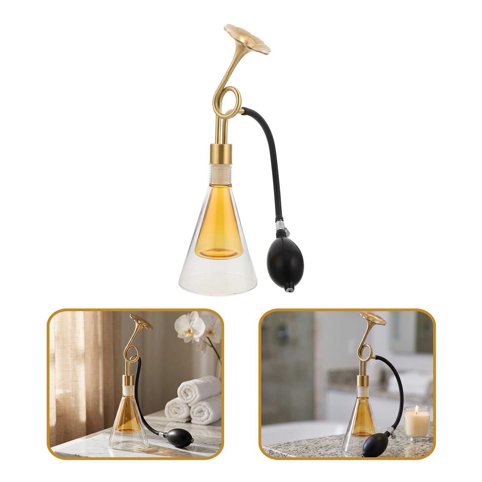 Zerodeko Konischer Glas Duftflakon aus Messing mit Doppelwand und
