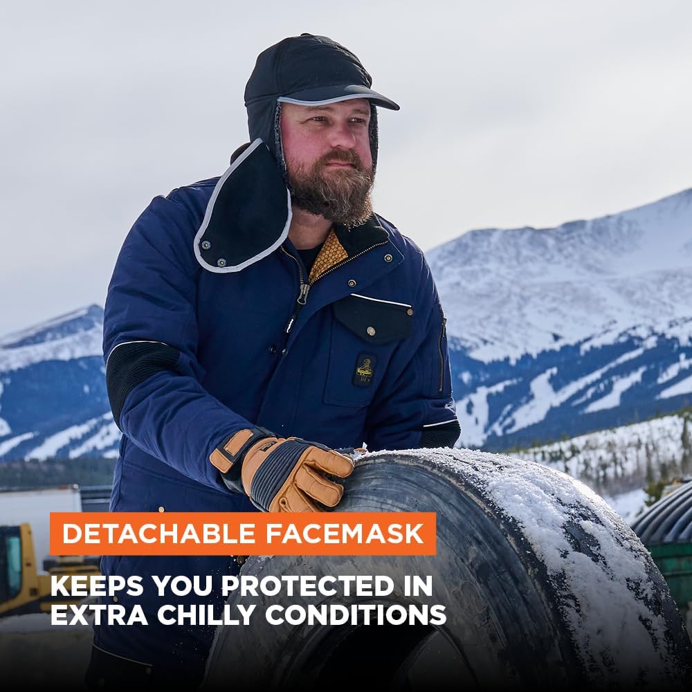 RefrigiWear Insulated Trapper Hat with Detachable Face Mask, Water-Resistant Winter Hat with Ear Flaps