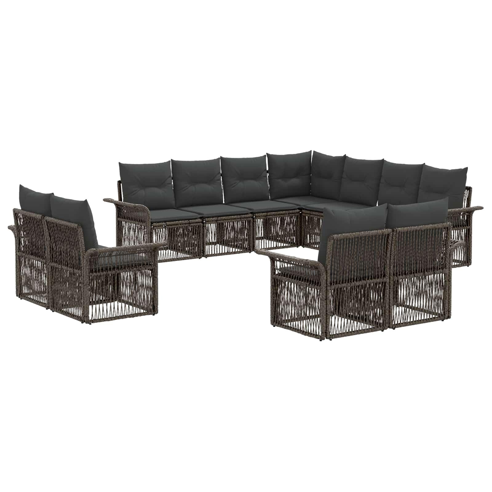 Solivagant Gartensofa-Set 11 STK. Grau und Dunkelgrau Poly-Rattan,87.23 kg,Möbel,Gartenmöbel-3434999