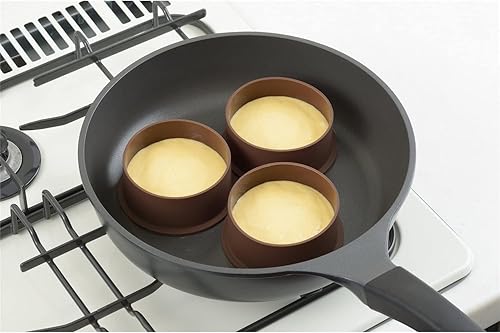 Miniatura 2 de JB HOME COLLECTION Juego de 3 anillos de silicona para tartas, moldes japoneses esponjosos para panqueques, moldes para freír huevos, moldes de