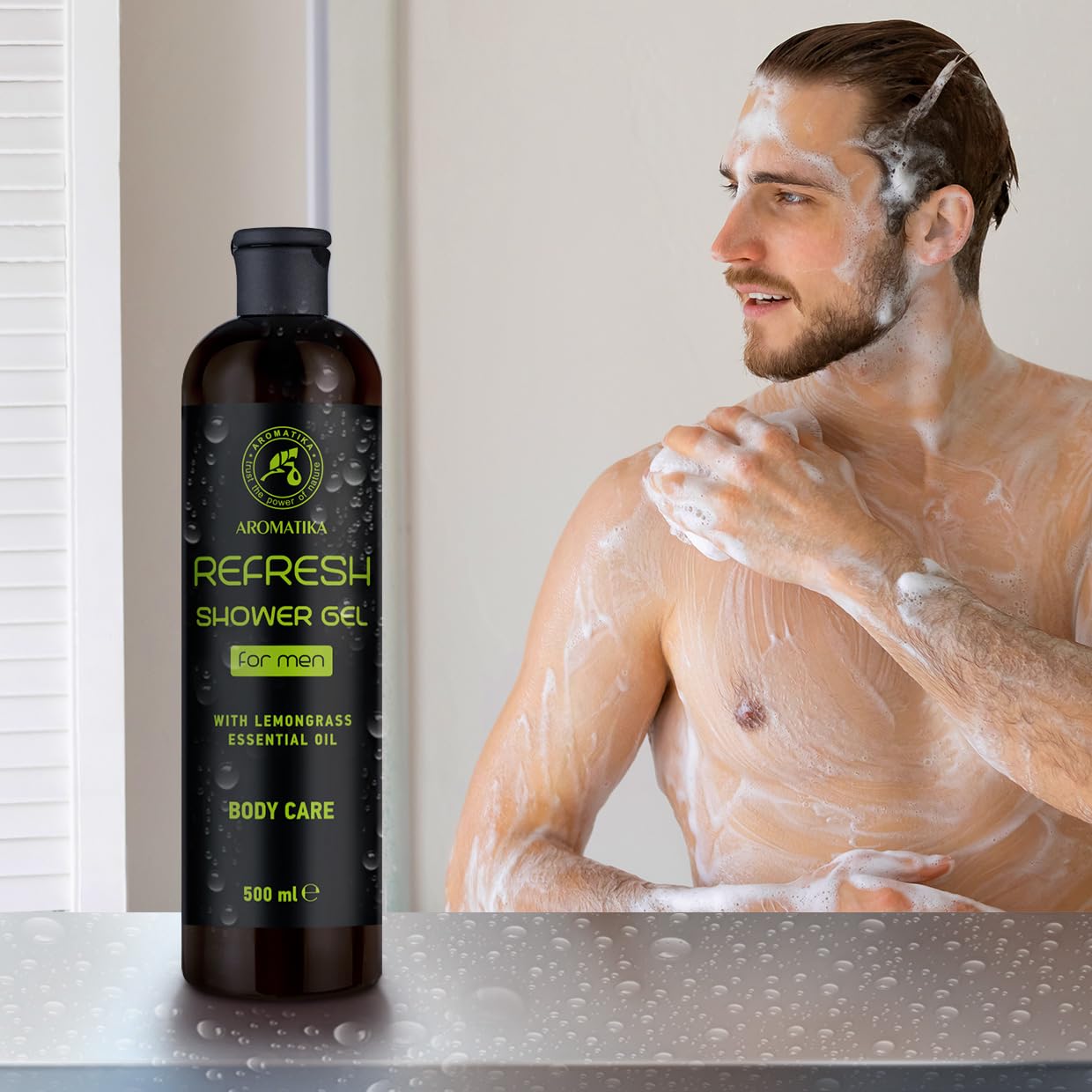Shower Gel Refresh 500ml, Shower Gel for Men, Gel with Lemongrass Essential Oil, Skin Care, Body Care, Cleansing and Care - Image 3