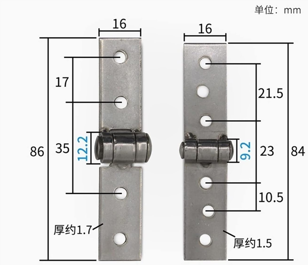 Door Hinges,Butt Hinges, 2PC 4 Holes / 6 Holes Stainless Steel Hinge Nothing Frame Window Parts Thicken Hinges Welding,DIY 200-270 Degree Shaft Open Balcony Glass Door Hardware Hinges Hinge
