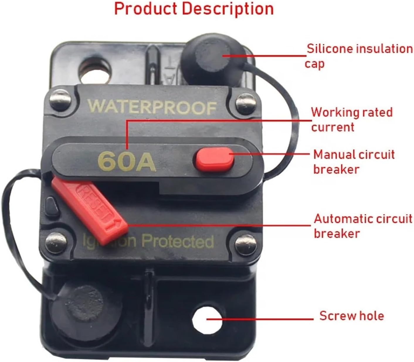 RWRAPS 40A 50A 60A 70A 80A 100A 150A 200A 250A 300A Marine Solar Truck Car Audio Inline Automotive Circuit Breaker (Size : 250A)