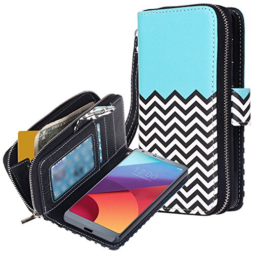 E LV Case for LG G6 PU Leather Flip Folio Wallet Purse Case Cover for LG G6 (2017) - [Zigzag]