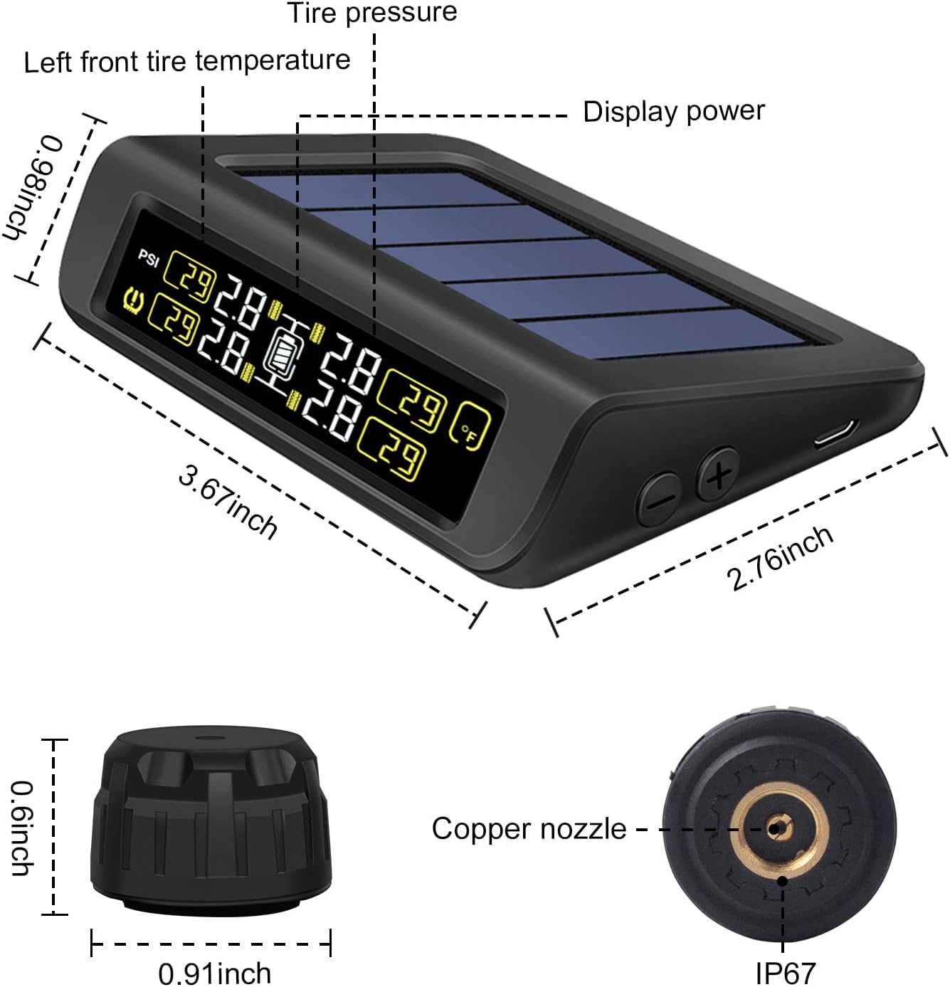 Flаѕh Dеаlѕ - 80% оƒƒ Easesuper Solar Tire Pressure Monitoring System,7 Alarm Modes & Real-time Monitoring,Automatic Brightness LCD Display,4 External Waterproof Sensors for Car (0-99psi/0-6.8bar)