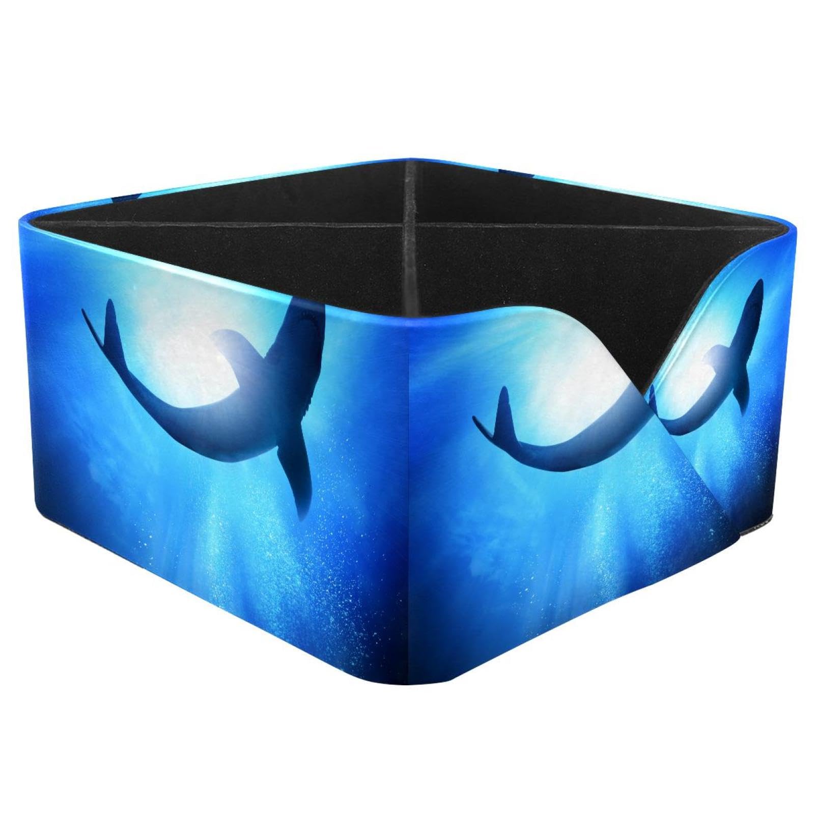 KengjuTesu Ocean Shark Desktop Organizer Pen Holder, Rectangular Pencil Cup for Office, Study and Makeup Stations