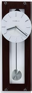 Howard Miller Emmett Contemporary Wall Clock 625-514 – Black Coffee Finish, Satin Silver-Finished Pendulum, Thick Plate Glass Cover, Chrome Accents, Quartz Movement