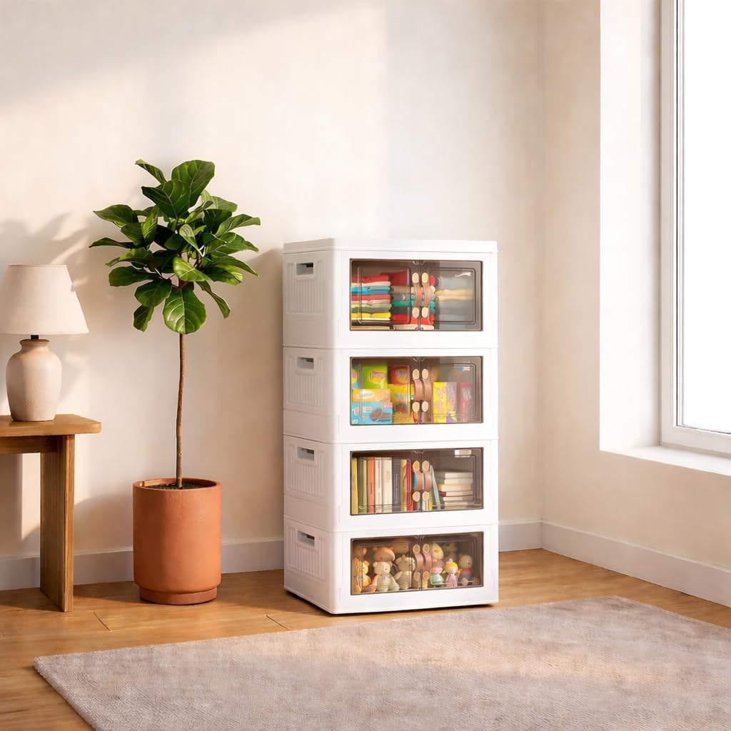  140QT Stackable Plastic Storage Bins with Lid & Handles