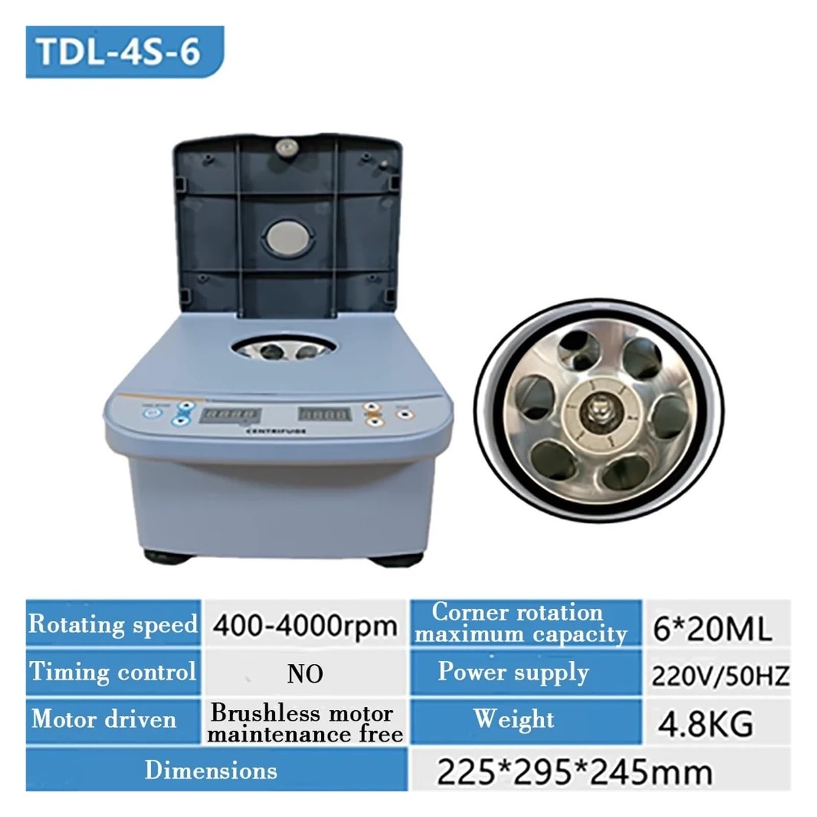 Máquina centrifugadora, Centrífuga De Escritorio Laboratorio, Mesa Portátil Baja Velocidad For Máquina Eléctrica Médica | TDL-4S-6