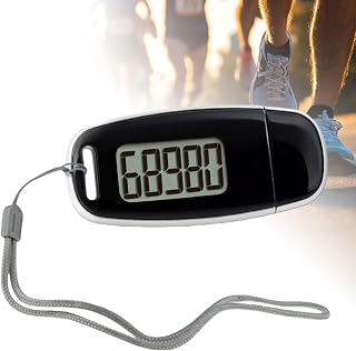 Podómetro 3D con clip y correa, recargable por USB, podómetro para caminar, gran pantalla sin aplicación ni teléfono móvil, podómetro de seguimiento preciso