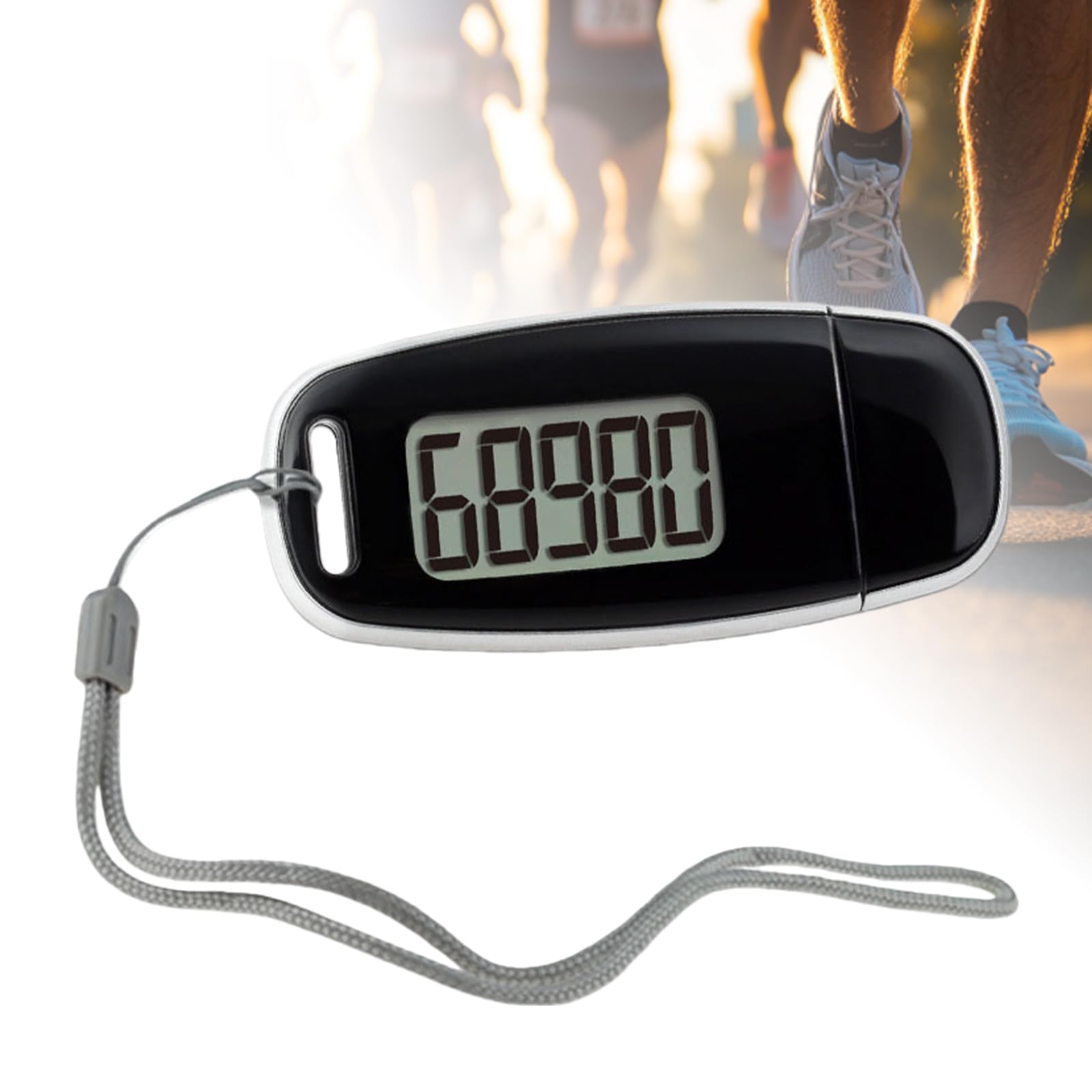 Podomètre 3D avec clip et sangle, rechargeable par USB, podomètre pour la marche, grand écran, podomètre sans application ni téléphone portable, suivi des pas précis
