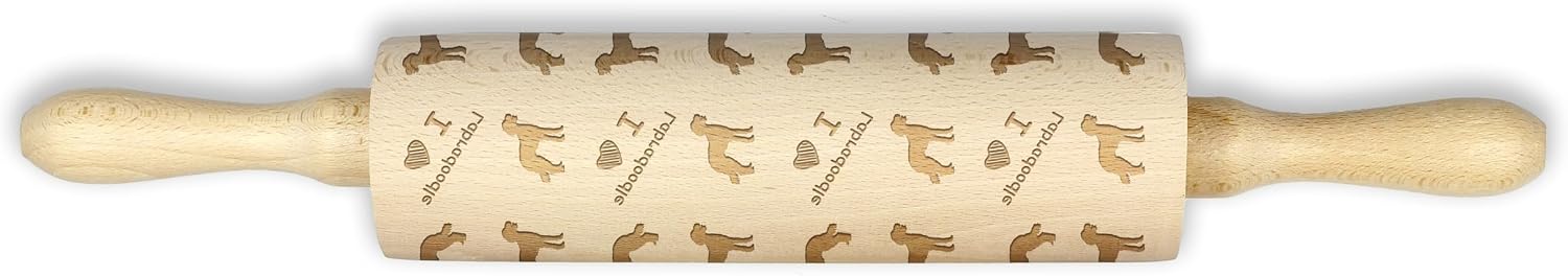 Labradoodle - rolling pin for dough with a dog, patterned rolling pin for ceramics, a gift for a cook