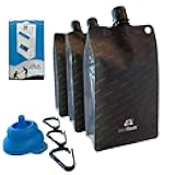 15 oz. Plastic Flask, Patented, Flexible, Metal-Free, Reusuable, BPA-Free with Carabiner Clip and Filling Funnel