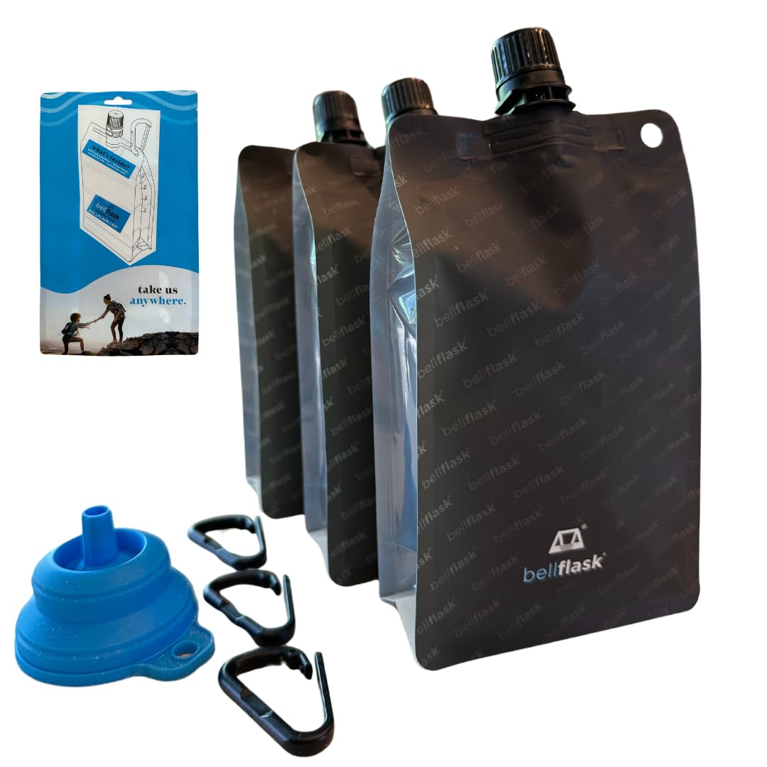 Sponsored Ad - BellFlask - 15 oz. Plastic Flask, Patented, Flexible, Metal-Free, Reusuable, BPA-Free with Carabiner Clip and Filling Funnel