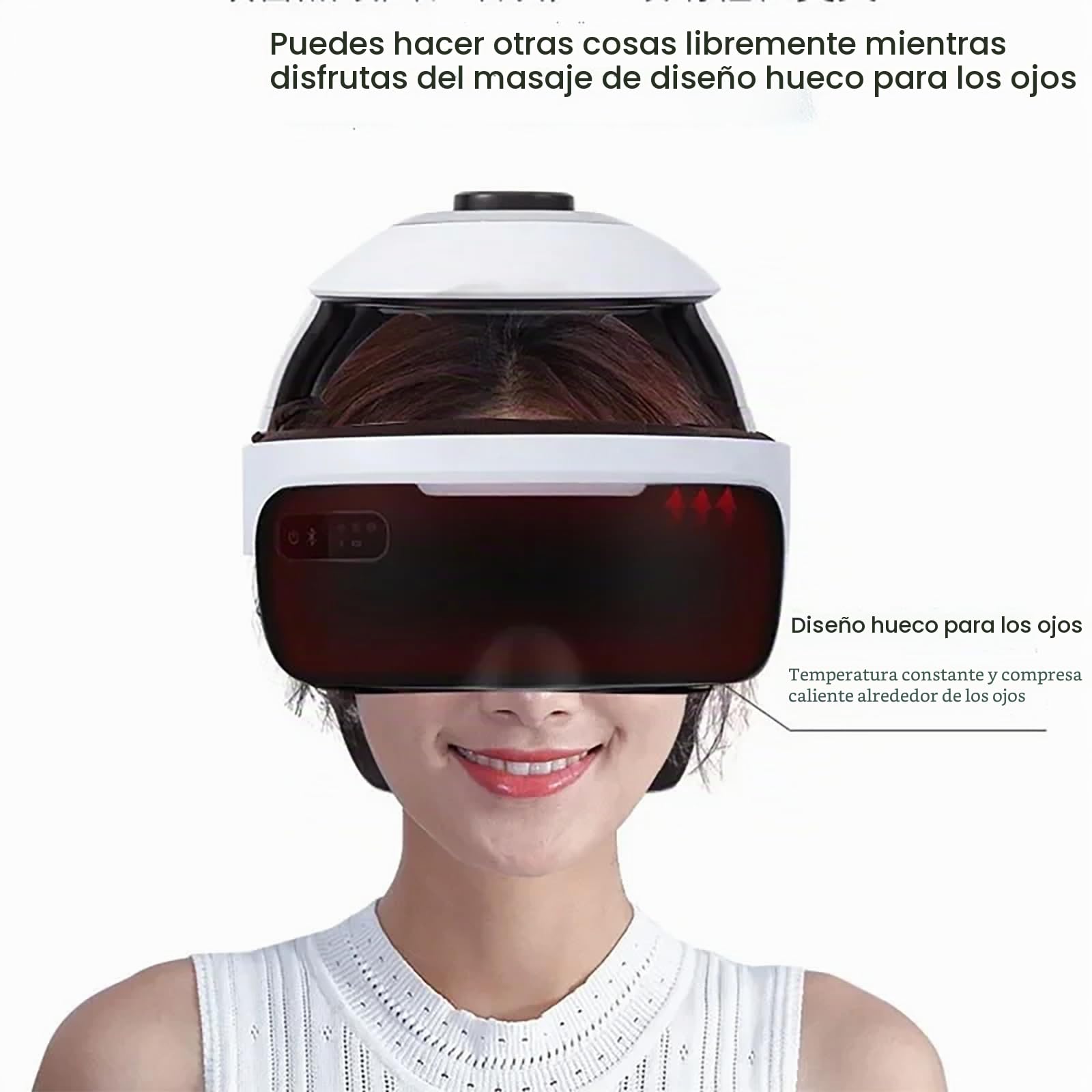 Masajeador inalámbrico Integrado para Cabeza y Ojos, Casco de Masaje para Ojos y Cuello con Calor, amasamiento, compresión de Aire,Alivio del estrés y sueño Profundo