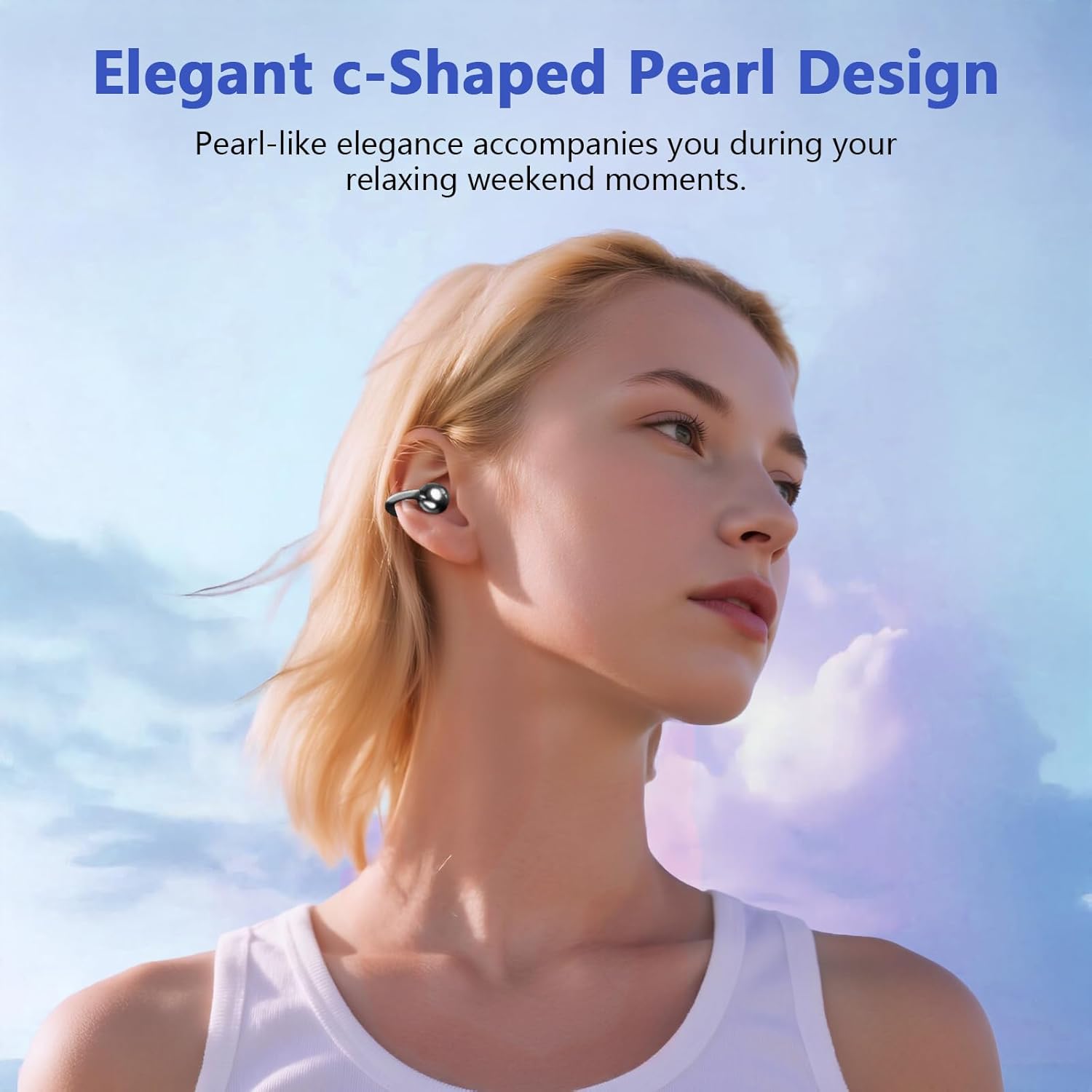Pearl Clip Ear Open Earbuds, Bluetooth 5.4 Headphones, IPX7 Waterproof Headsets, Clip on Earphones with Microphone, Suitable for Small Ears, Sports and Running, Exercise 3