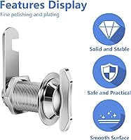 Vista 3 de Cerradura de leva desplazada accionada por pulgar, cilindro de 1 pulgada que se adapta a un grosor máximo de puerta de 0.7 pulgadas, cerradura