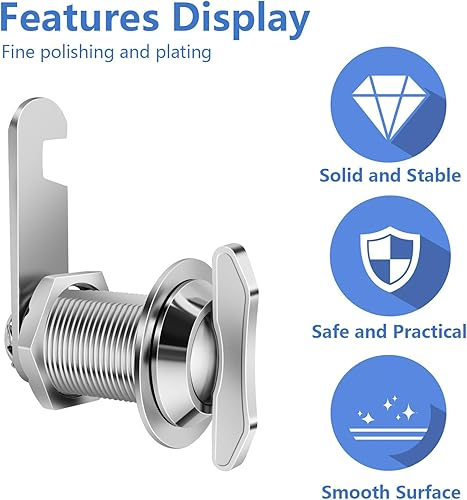 Miniatura 3 de Cerradura de leva desplazada accionada por pulgar, cilindro de 1 pulgada que se adapta a un grosor máximo de puerta de 0.7 pulgadas, cerradura de