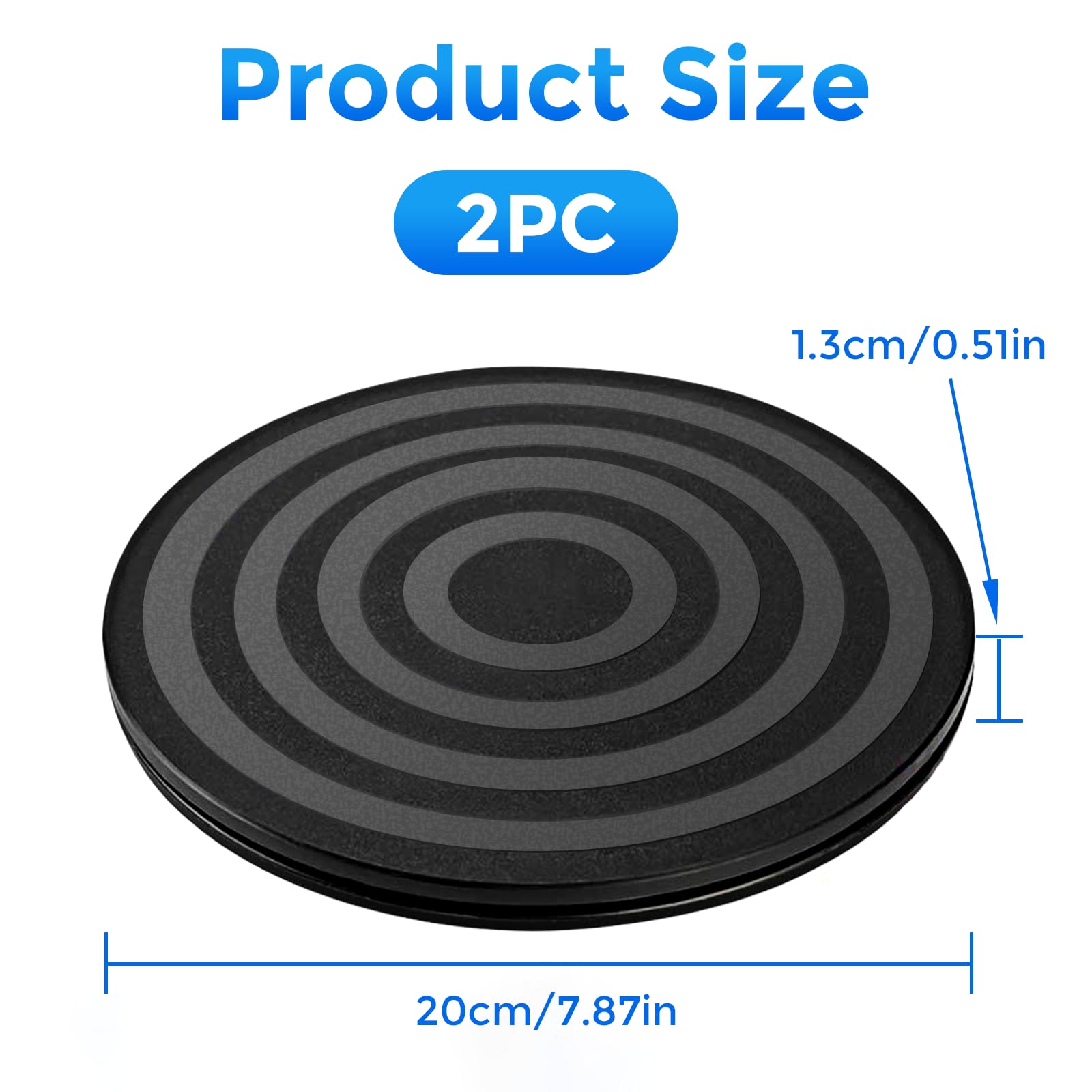 2pcs Plateau Tournant Manuel 20cm Tourne-Disque Rotatif Universel Plateau Pivotant Plateforme Rotative 360 Degré Support De Base Rotatif pour Moniteur,TV,Ordinateur,Artisanat,Bonsaï