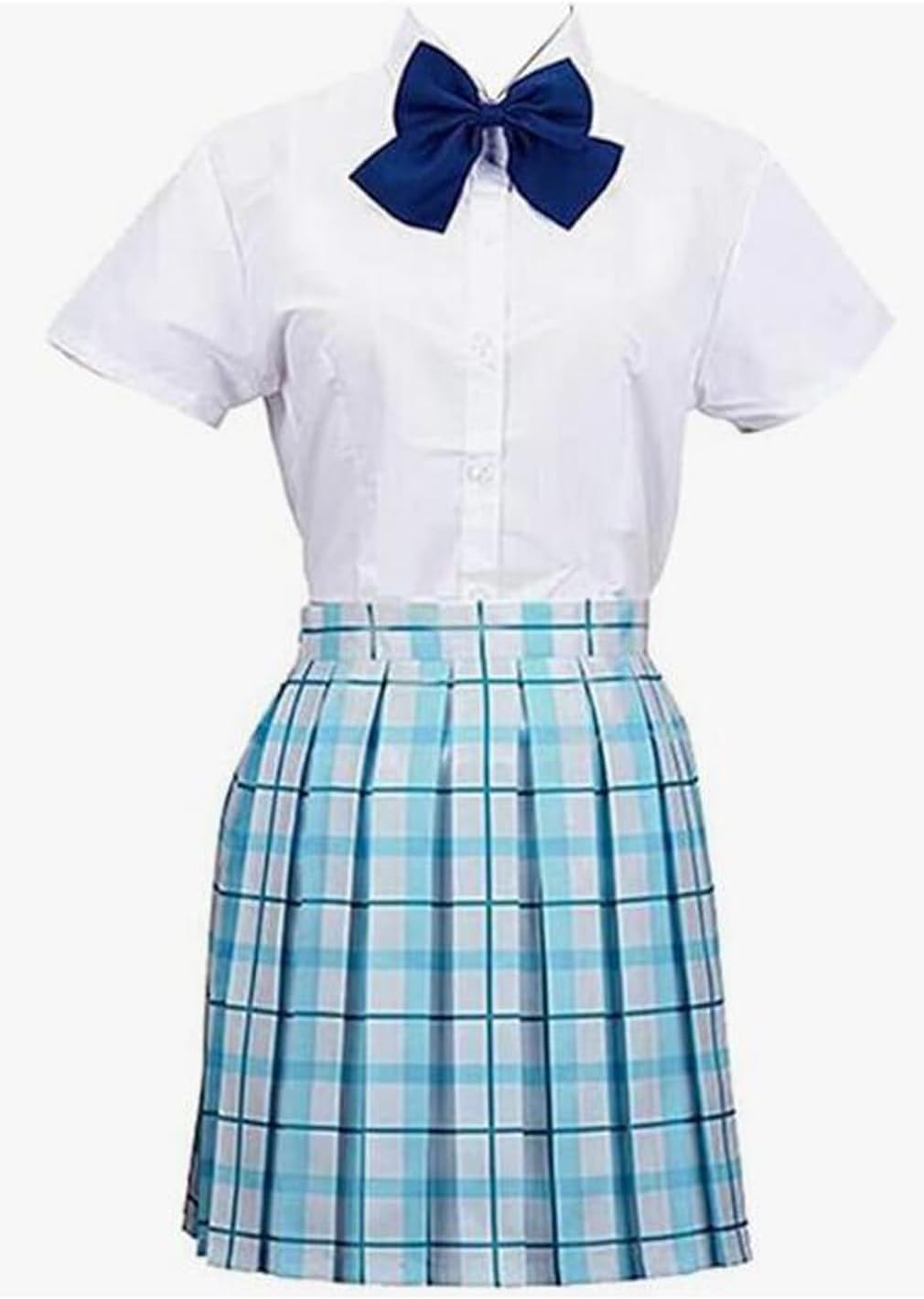 Poetic Walk Anime Womens Costume Dress Blue Shirt Skirt Bow Suit Uniform Cosplay Costume